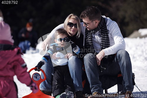 Image of family portrait at beautiful winter day