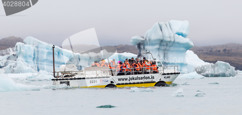 Image of JOKULSARLON, ICELAND - JULY 21, 2016: Jokulsarlon Glacial Lagoon