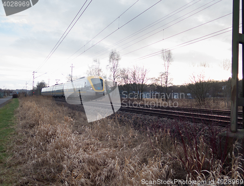 Image of the train on the railroad to Gothenburg