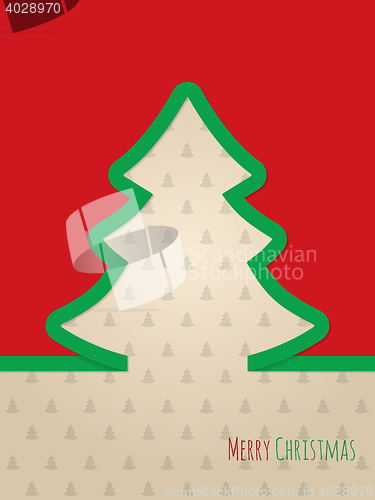 Image of Christmas greeting card with green ribbon tree