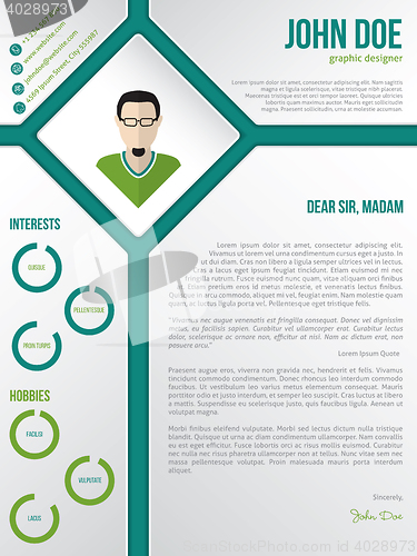 Image of Modern cv resume cover letter template with photo in rhomb