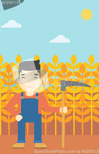 Image of Farmer with scythe vector illustration.