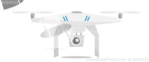 Image of Flying helicopter with camera vector illustration.