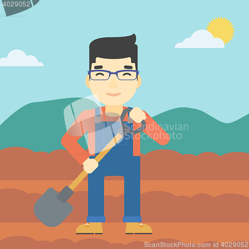 Image of Farmer with shovel vector illustration.