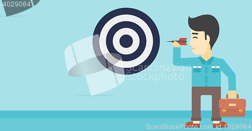 Image of Businessman and target board vector illustration.