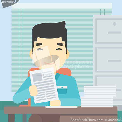 Image of HR manager checking files vector illustration.