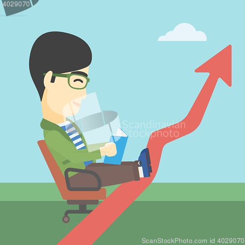 Image of Businessman reading book vector illustration.