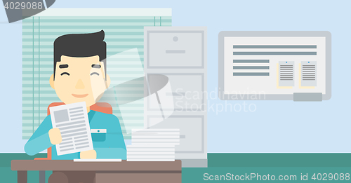 Image of HR manager checking files vector illustration.