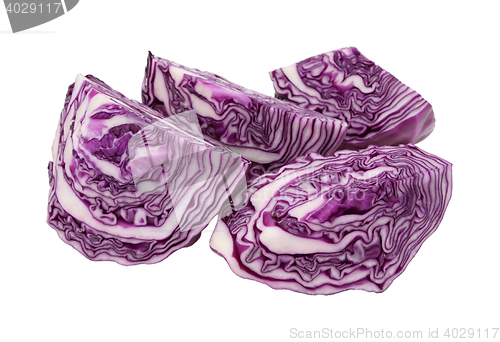 Image of Wedges of raw red cabbage