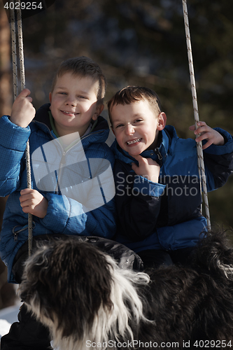 Image of portrait of little boys at winter day