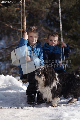 Image of portrait of little boys at winter day