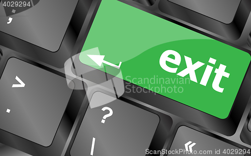 Image of computer keyboard keys with exit button. Keyboard keys icon button vector