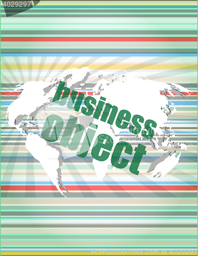 Image of business object word on digital screen, mission control interface hi technology vector quotation marks with thin line speech bubble. concept of citation, info, testimonials, notice, textbox. isolated 