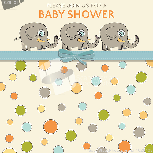 Image of Delicate baby shower card with little elephants
