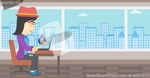 Image of Businesswoman earning money from online business.