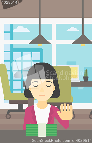 Image of Woman refusing bribe vector illustration.