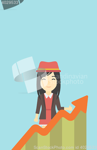 Image of Business woman with growing chart.