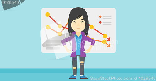 Image of Bancrupt business woman vector illustration.