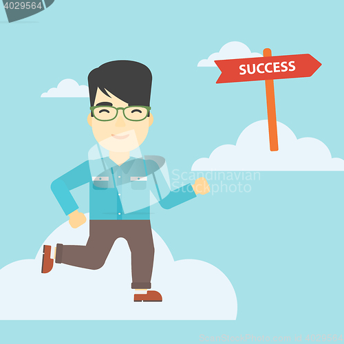 Image of Businessman moving to success vector illustration.