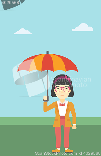 Image of Business woman with umbrella vector illustration.