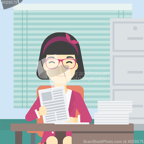 Image of HR manager checking files vector illustration.