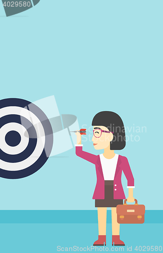 Image of Businesswoman and target board vector illustration