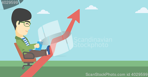 Image of Businessman reading book vector illustration.