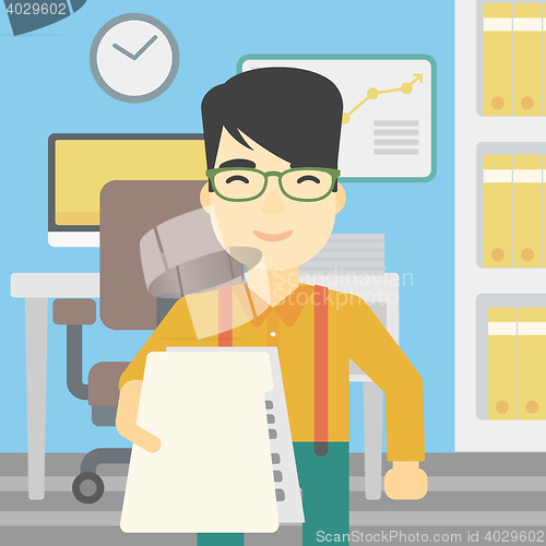 Image of Man giving resume vector illustration.