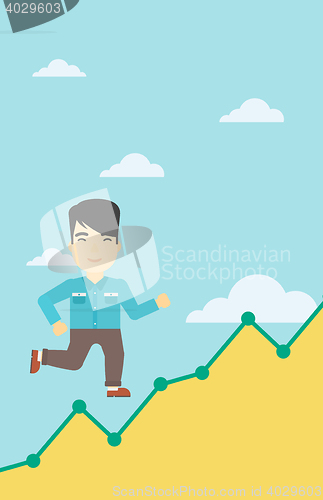 Image of Businessman running upstairs.