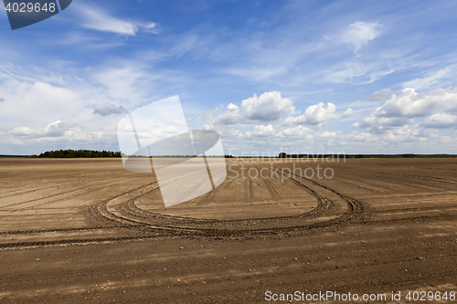 Image of plowed field. sky