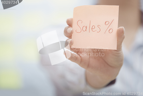 Image of Sales text on adhesive note