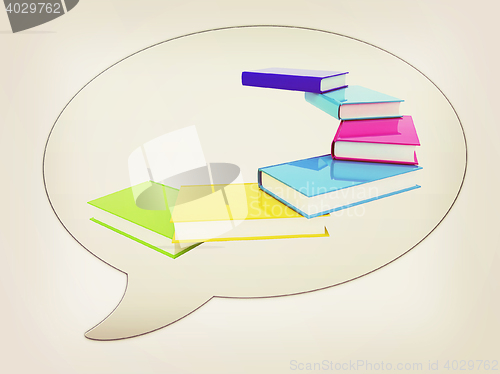 Image of messenger window icon. ?olorful real books. 3D illustration. Vi