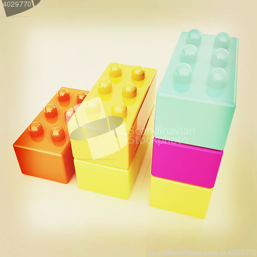 Image of Building blocks efficiency concept on white . 3D illustration. V