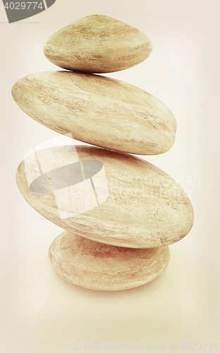 Image of Glossy spa stones. 3d icon . 3D illustration. Vintage style.
