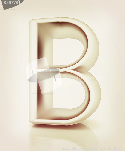 Image of 3D metall letter \"B\". 3D illustration. Vintage style.