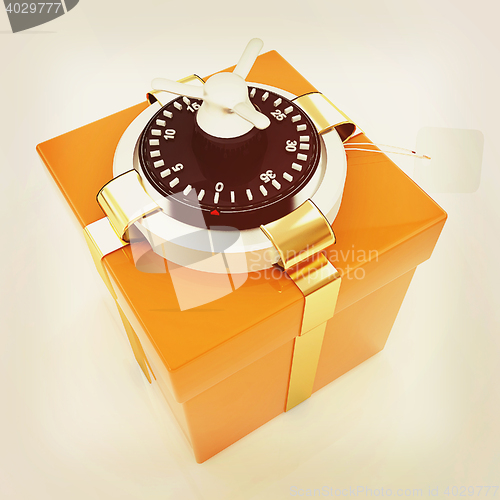 Image of safe - gift. 3D illustration. Vintage style.