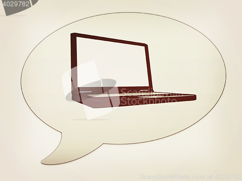 Image of messenger window icon and Laptop Computer PC. 3D illustration. V