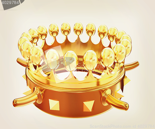 Image of Gold crown isolated on white background . 3D illustration. Vinta