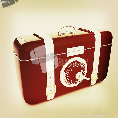 Image of suitcase-safe.. 3D illustration. Vintage style.