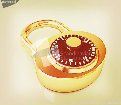 Image of Illustration of security concept with gold locked combination pa