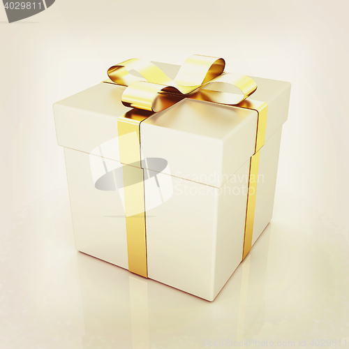 Image of Bright christmas gift. 3D illustration. Vintage style.