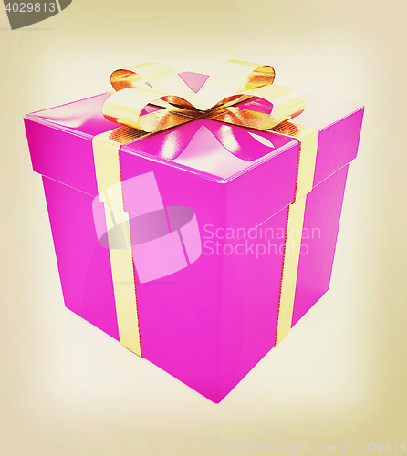 Image of Bright christmas gift. 3D illustration. Vintage style.