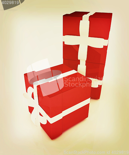 Image of Bright christmas gifts. 3D illustration. Vintage style.