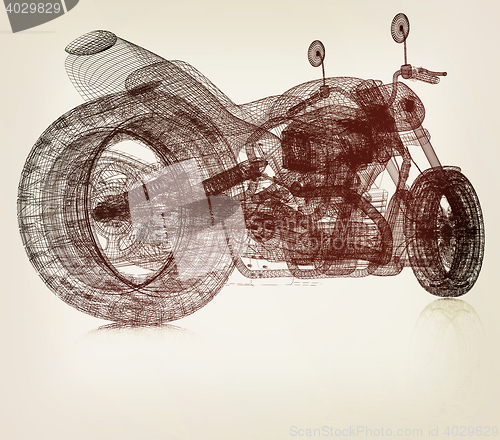 Image of 3d sport bike background. 3D illustration. Vintage style.