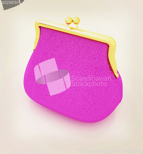 Image of Leather purse. 3D illustration. Vintage style.