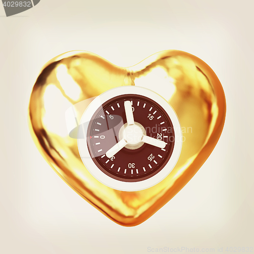 Image of safe heart . 3D illustration. Vintage style.