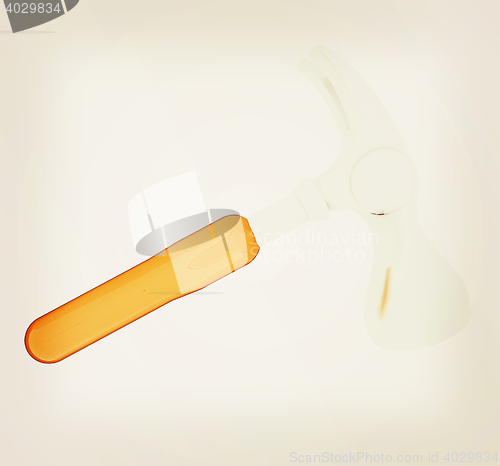 Image of Hammer on white background . 3D illustration. Vintage style.