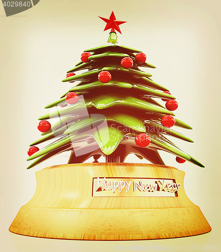 Image of Christmas tree. 3D illustration. Vintage style.