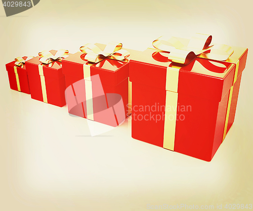 Image of Bright christmas gifts. 3D illustration. Vintage style.
