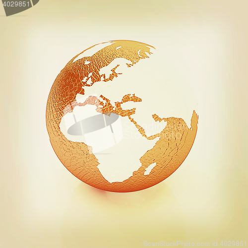 Image of Leather earth . 3D illustration. Vintage style.